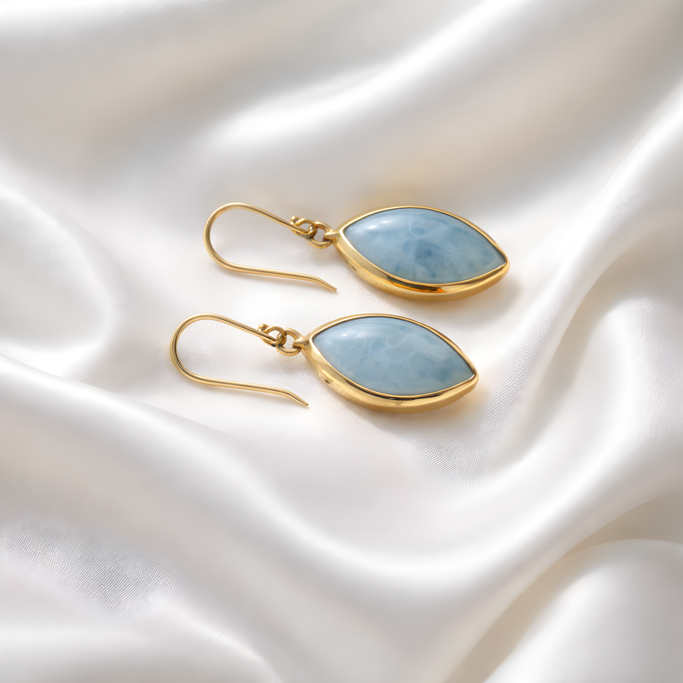 Larimar Taşlı Gümüş Küpe