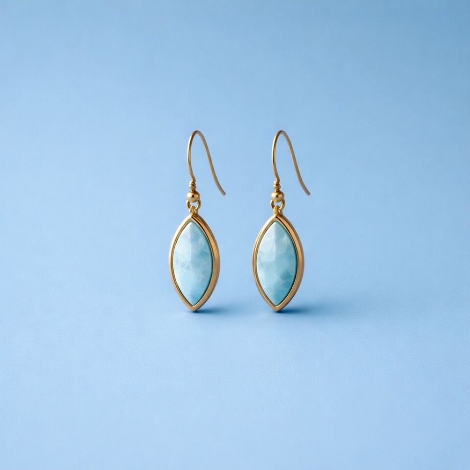 Larimar Taşlı Gümüş Küpe