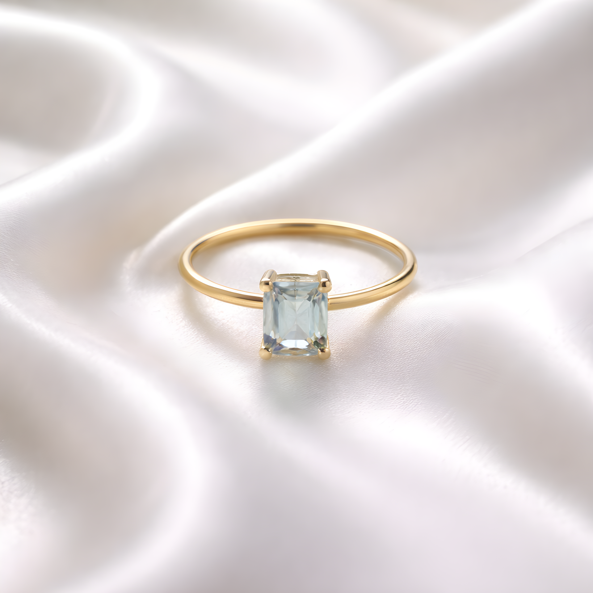 Topaz Taşlı Kare Kesim Gümüş Yüzük