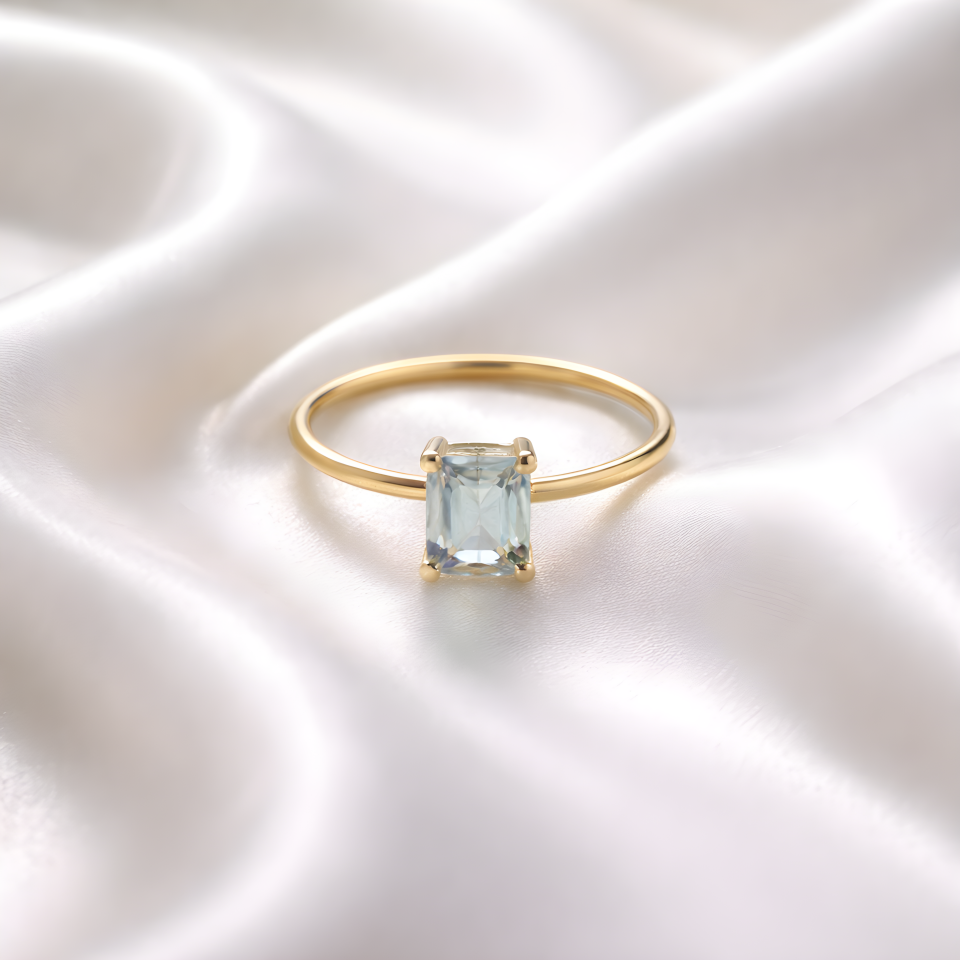 Topaz Taşlı Kare Kesim Gümüş Yüzük