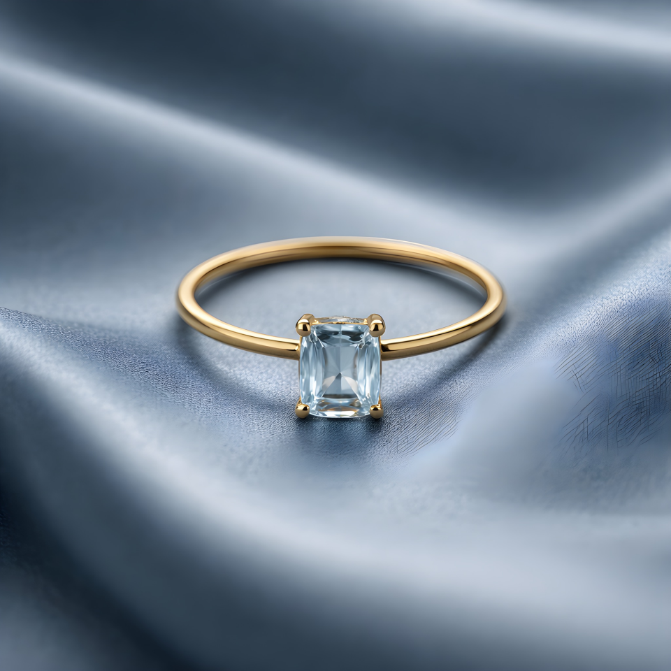 Topaz Taşlı Kare Kesim Gümüş Yüzük