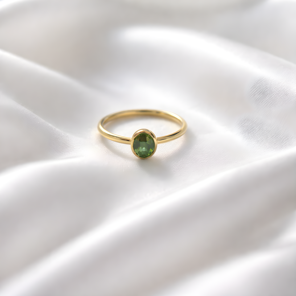 Zebercet Taşlı Oval Kesim Gümüş Yüzük