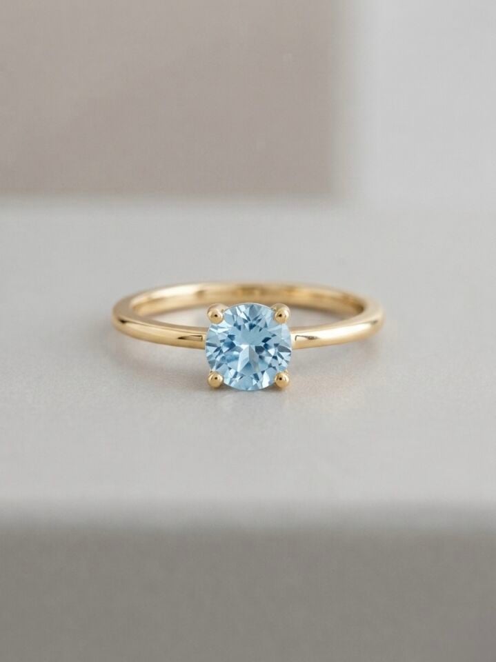 Topaz Taşlı Yuvarlak Kesim Gümüş Yüzük